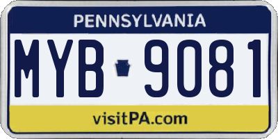 PA license plate MYB9081