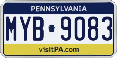 PA license plate MYB9083