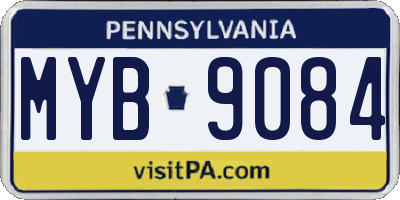 PA license plate MYB9084