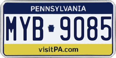 PA license plate MYB9085