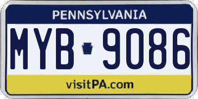 PA license plate MYB9086