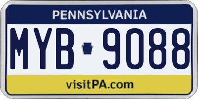PA license plate MYB9088