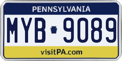 PA license plate MYB9089