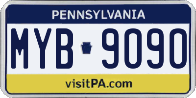 PA license plate MYB9090