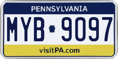 PA license plate MYB9097