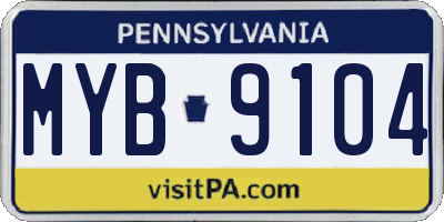 PA license plate MYB9104