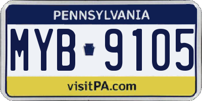PA license plate MYB9105