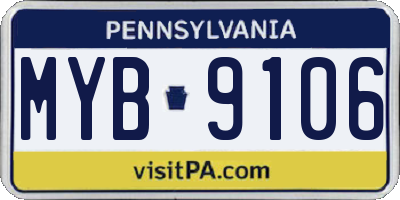 PA license plate MYB9106