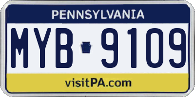 PA license plate MYB9109