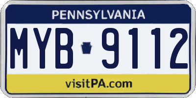 PA license plate MYB9112