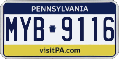 PA license plate MYB9116