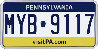 PA license plate MYB9117
