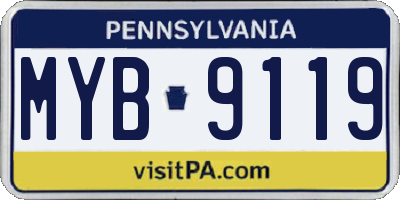 PA license plate MYB9119