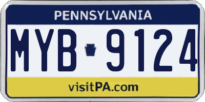 PA license plate MYB9124