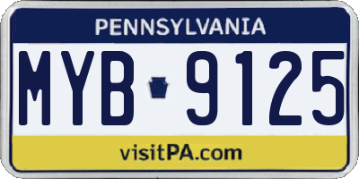 PA license plate MYB9125