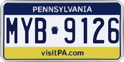 PA license plate MYB9126