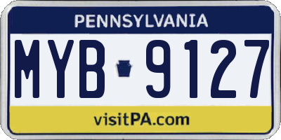 PA license plate MYB9127