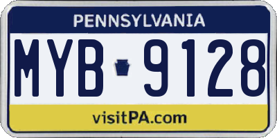 PA license plate MYB9128