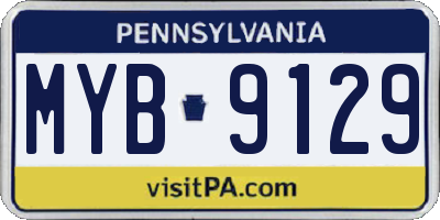 PA license plate MYB9129