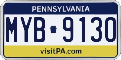 PA license plate MYB9130