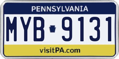 PA license plate MYB9131