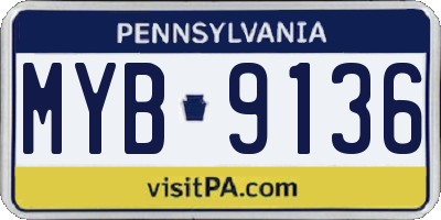 PA license plate MYB9136