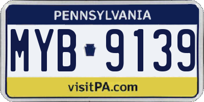 PA license plate MYB9139