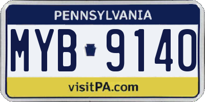 PA license plate MYB9140