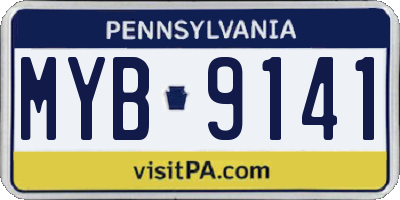 PA license plate MYB9141