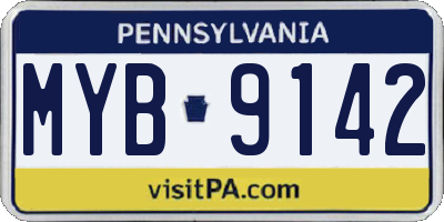 PA license plate MYB9142