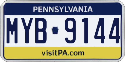 PA license plate MYB9144
