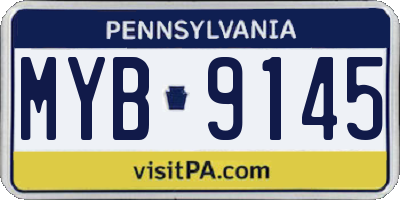PA license plate MYB9145