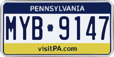 PA license plate MYB9147
