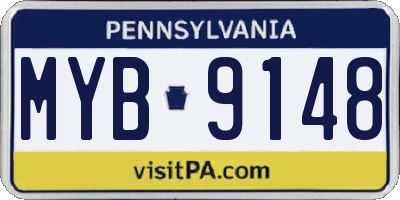 PA license plate MYB9148