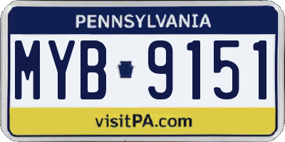 PA license plate MYB9151
