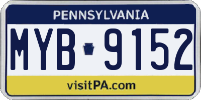 PA license plate MYB9152