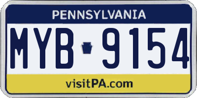 PA license plate MYB9154