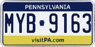 PA license plate MYB9163