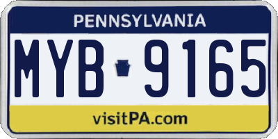 PA license plate MYB9165