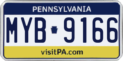 PA license plate MYB9166