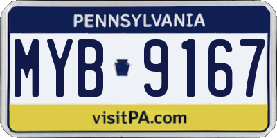 PA license plate MYB9167
