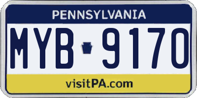 PA license plate MYB9170