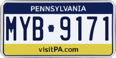 PA license plate MYB9171