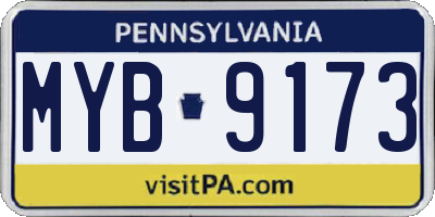 PA license plate MYB9173