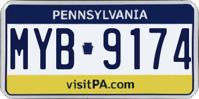 PA license plate MYB9174