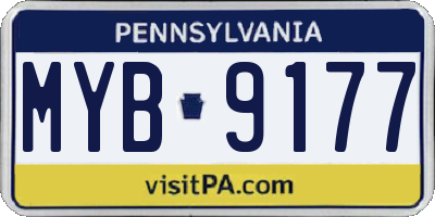 PA license plate MYB9177