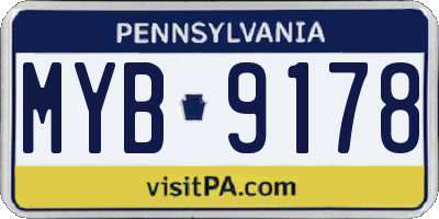 PA license plate MYB9178