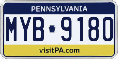 PA license plate MYB9180