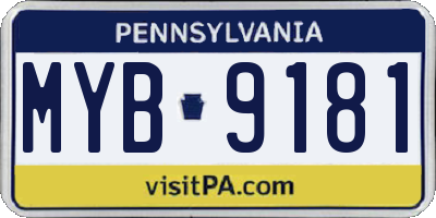 PA license plate MYB9181