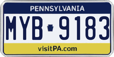 PA license plate MYB9183